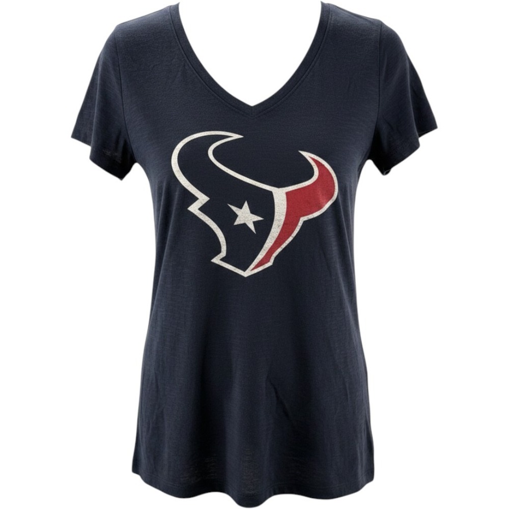 47 Brand Houston Texans Womens V-Neck Tee Shirt Navy Blue NFL Large NEW - Picture 1 of 8